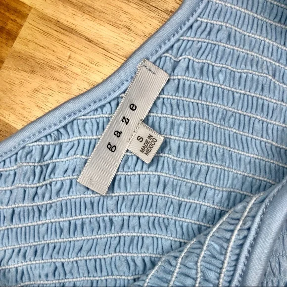 Gaze Baby Blue Ruffle One Shoulder Stretchy Peplum Blouse Top Size S - Picture 4 of 5